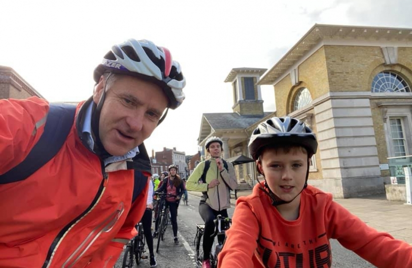Steve Brine and his son William on their bikes