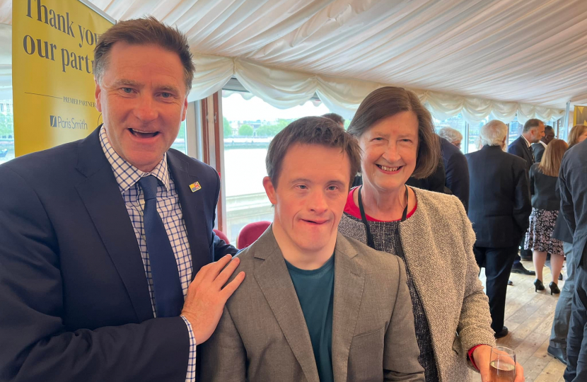 Pictured; Steve Brine with Tommy Jessop and Mum, Jane, at the House of Lords event.