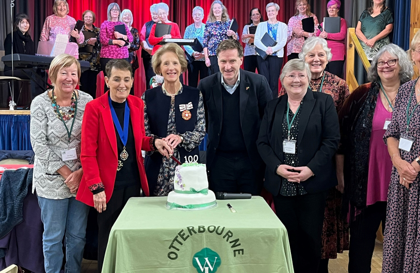 Steve Brine MP with Otterbourne WI at their centenary. 