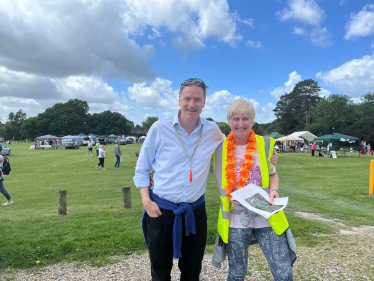 Pictured; Steve Brine MP and Cllr Sue Cook at Colden Common Recreation Ground.