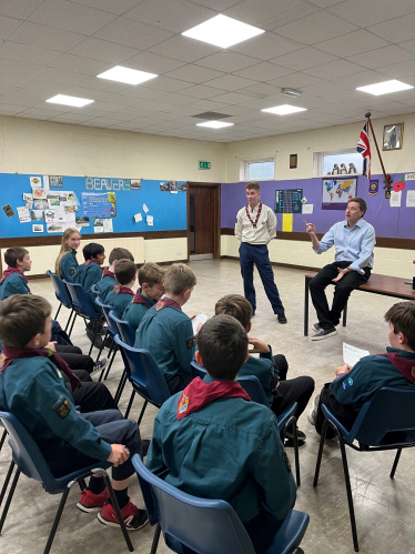 Pictured; Steve chatting with the 3rd Chandler’s Ford Scouts.